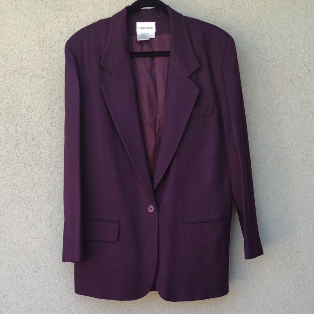 Vintage London Fog Purple Wool Suit Jacket Women's 12
